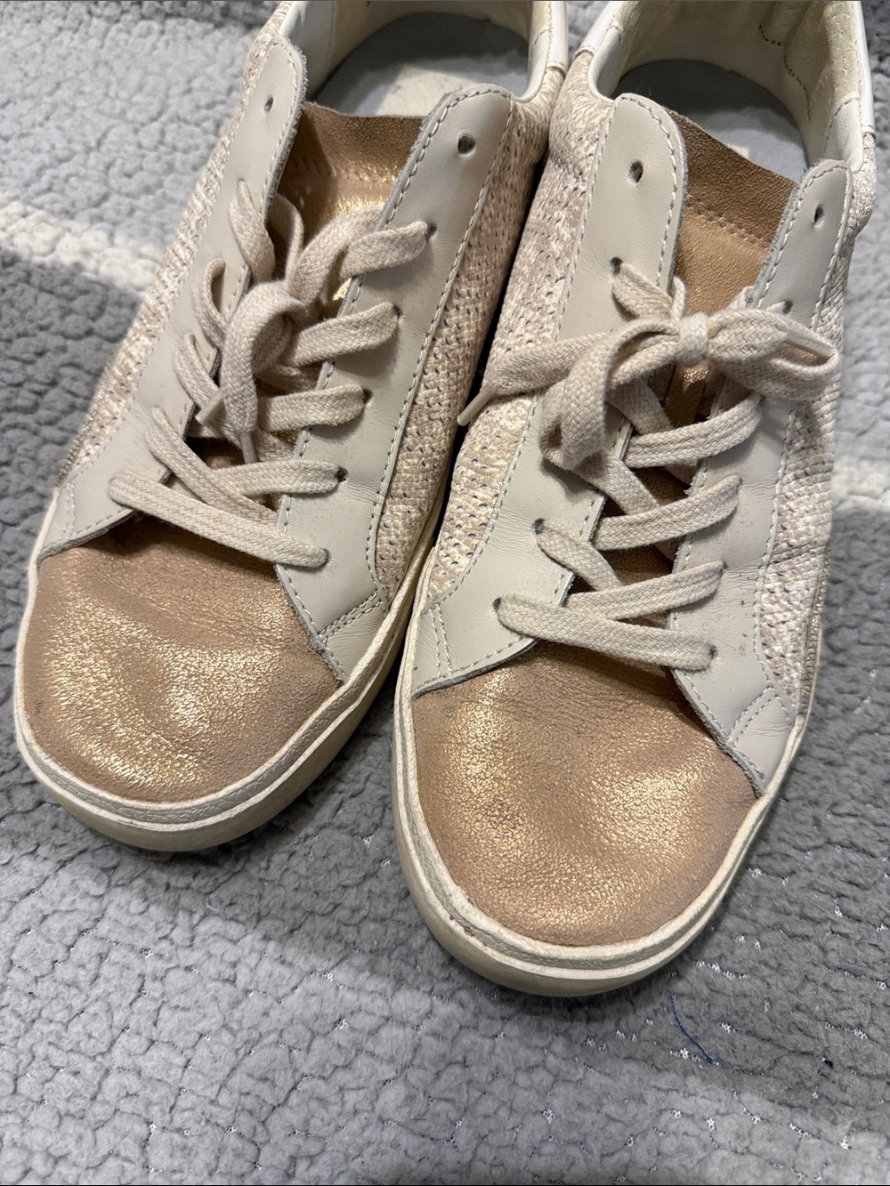 Dolce Vita Metallic Gold and Cream Lace-Up Sneakers - Picture 7 of 7